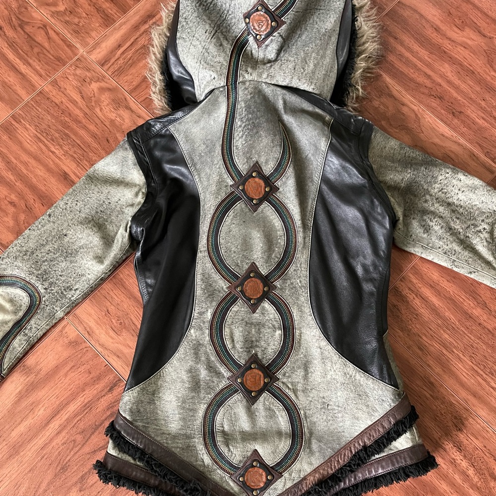 Rainbow serpent leather jacket by Anahata Designs